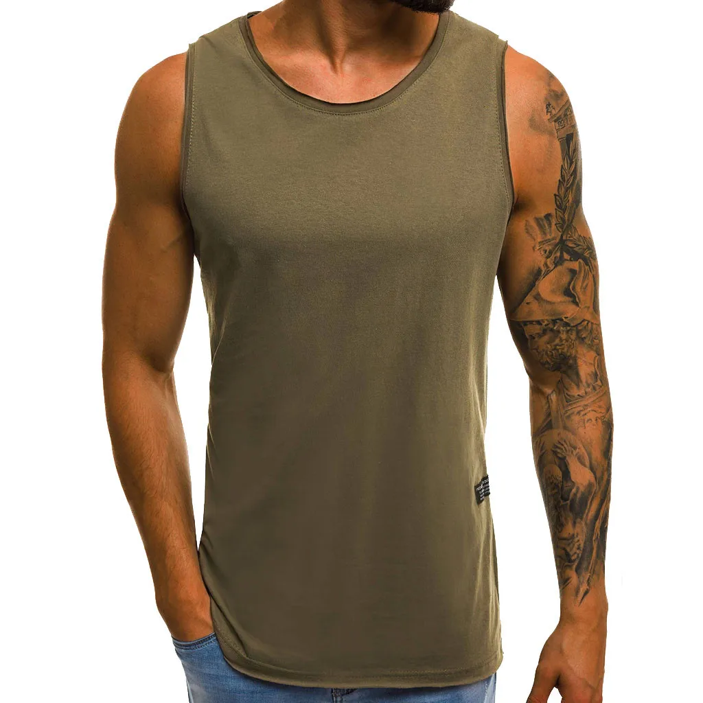 CHAMSGEND Tank Tops Cotton Men Sleeveless Tanktops For Boys Bodybuilding Clothing Undershirt Fitness Stringer Male Vest 4.JAN.15 | Мужская