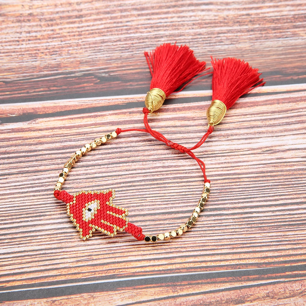 Go2boho Delica MIYUKI браслет Lucky Evil Eye Fatima ручная работа Pulsera Hamsa Женская бижутерия кисточка