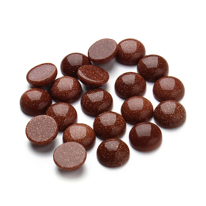 

10pcs/lot Gold Blue Black Pink Flatback Dome Natural Stone Beads Cabochons 10mm 12mm Fitting DIY Jewelry Making Findings