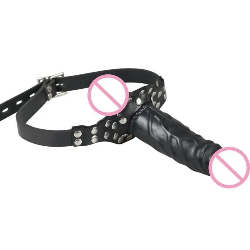 Ремешок на лицо фаллоимитатор рот пенис Регулируемая БДСМ взрослая секс игрушка