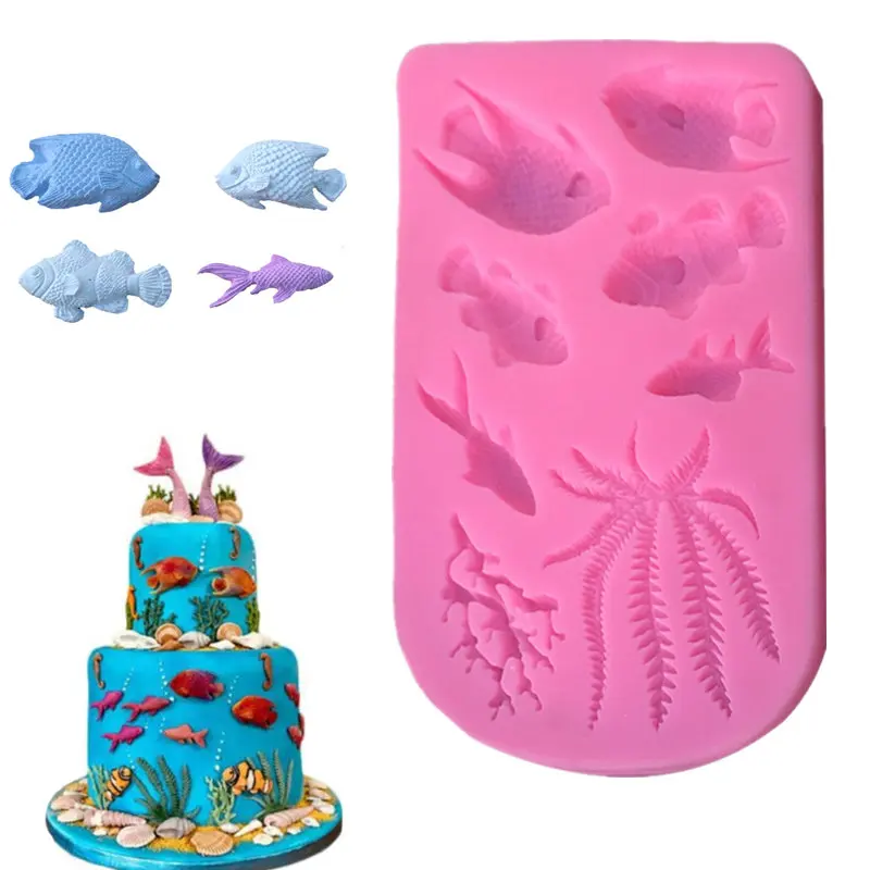 14 2*9 5 см силиконовая форма для рыбы морских водорослей Коралл Fondant (сахарная)