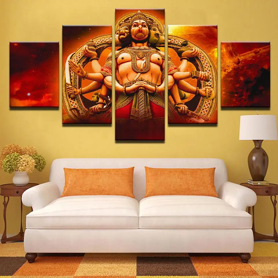 HD печать 5 шт. Hanuman красный Будда холст настенная живопись современный домашний