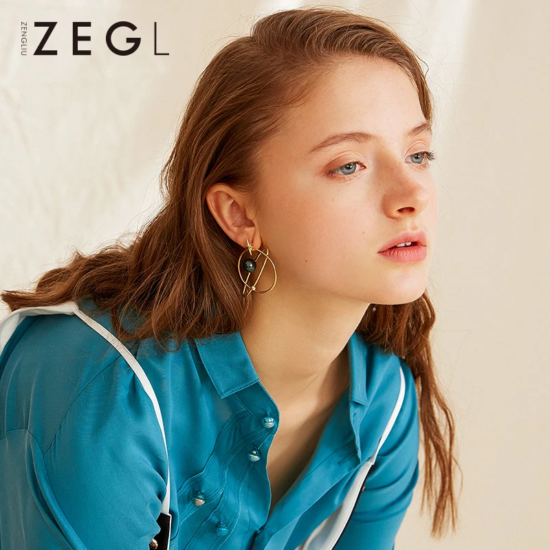 Женские серьги в виде лица ZEGL дизайнерские абстрактные эффектные модные 2019 |