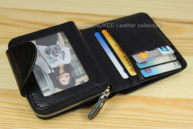 Модные мужские кошельки кошелек из натуральной кожи мужской на молнии короткий