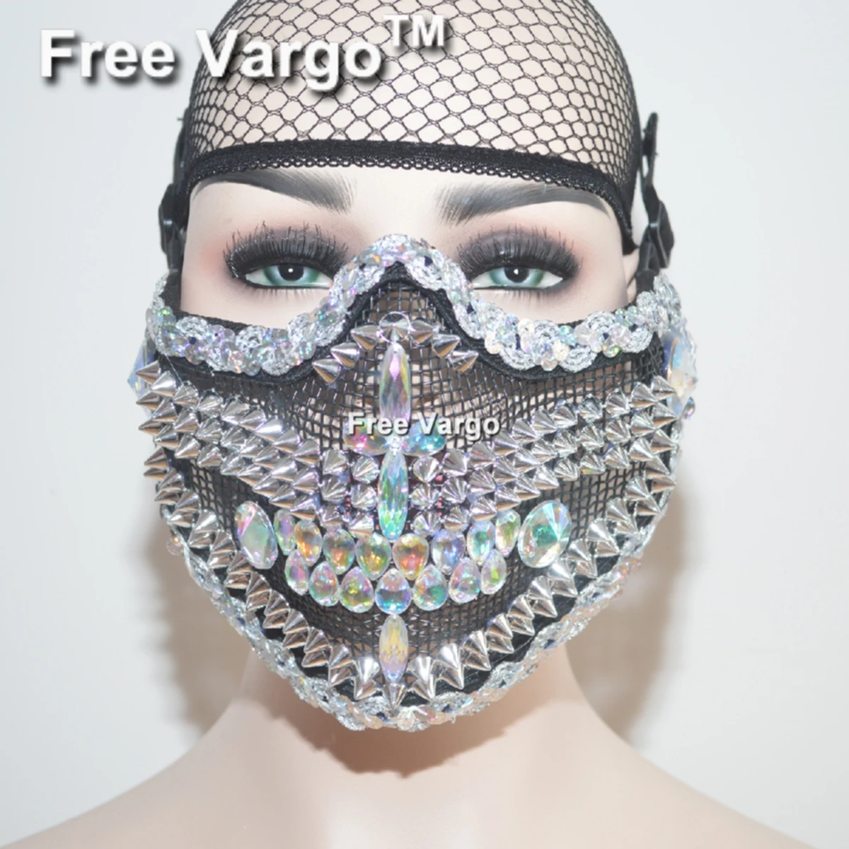 Голографическая Стразы горящий человек Хэллоуин Маскарадная маска для лица