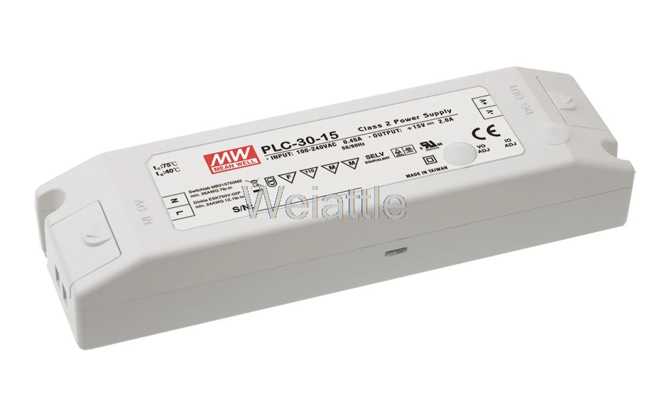 Умный оригинальный Светодиодный источник питания с одним выходом meanwell PLC-30-24 24V 30W