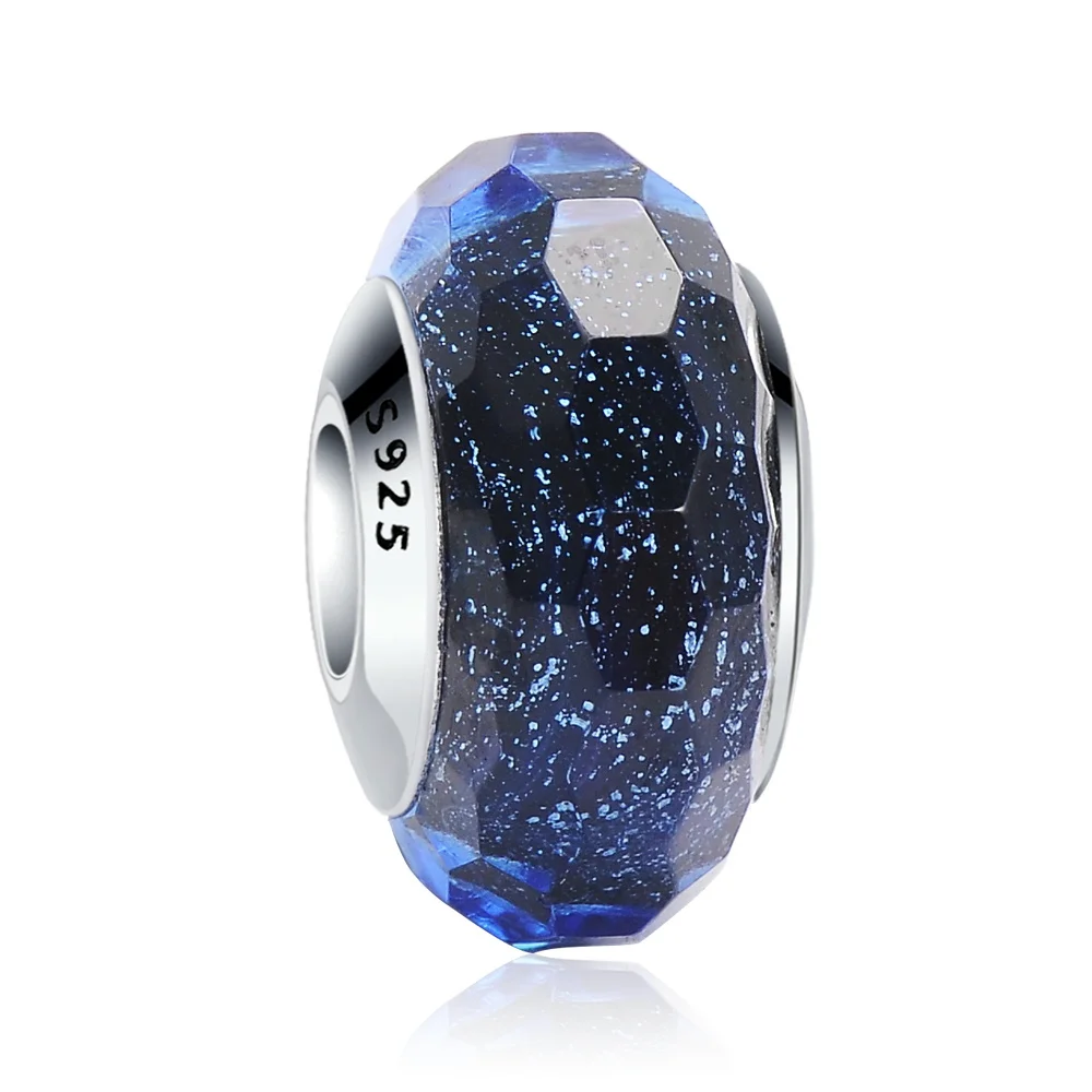 Suplush 925 Sterling Silver Blue Effervescence Murano Glass Bead Fit Original Pandora Charm Bracelets DIY Jewelry Accessories | Украшения и