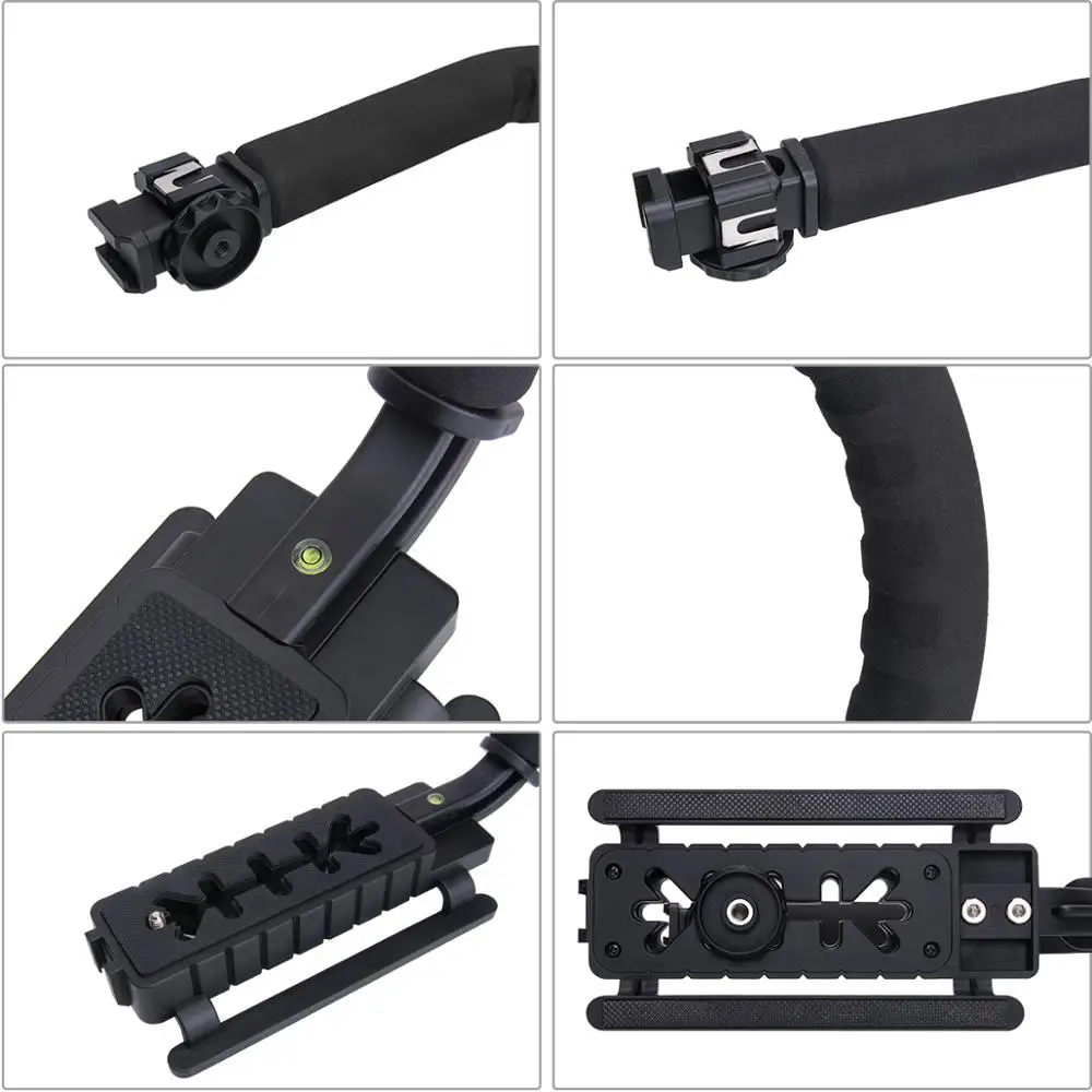 Мобильный стабилизатор C-образной формы с двойной ручкой для камеры Steadicam Mount Rig для iPhone X XS MAX 8 Xiaomi Mi A2 Lite Huawei Mate 20 и др.