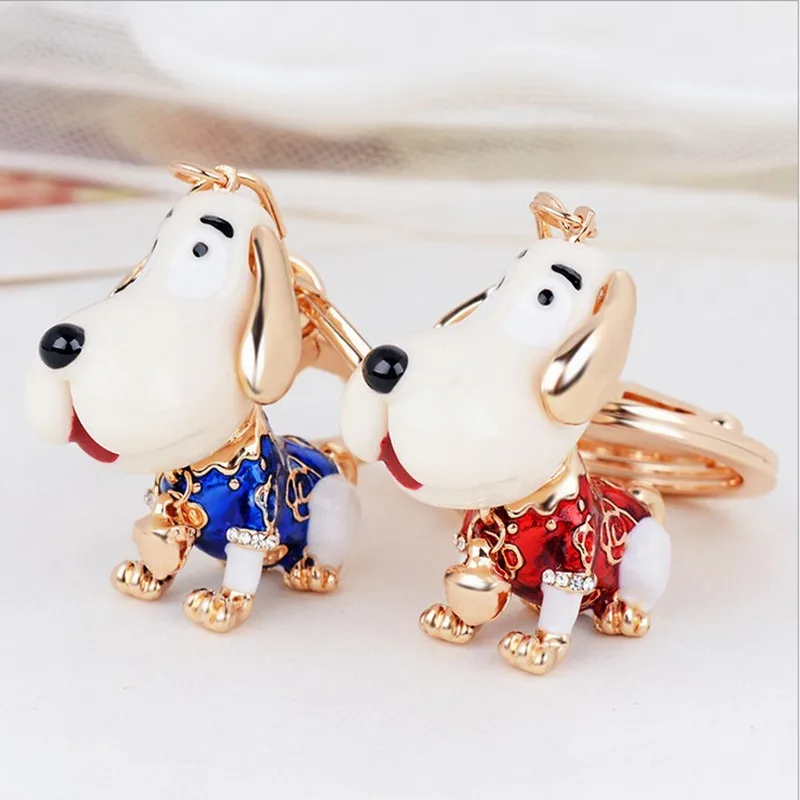 Creative Enamel Dog Keychain Rhinestone Metal keyring Women Luxury Bag Charms Keychains Key Rings Ladies Gift | Украшения и