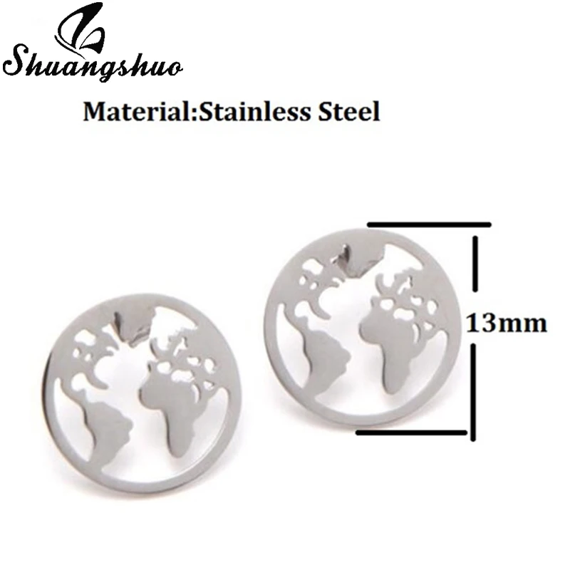 Map Jewelry Shuangshuo из нержавеющей стали карта мира ожерелья с подвесками для женщин модные ювелирные изделия животных Сова Олень ожерелье золотой череп колье - Окраска металла: Map Jewelry