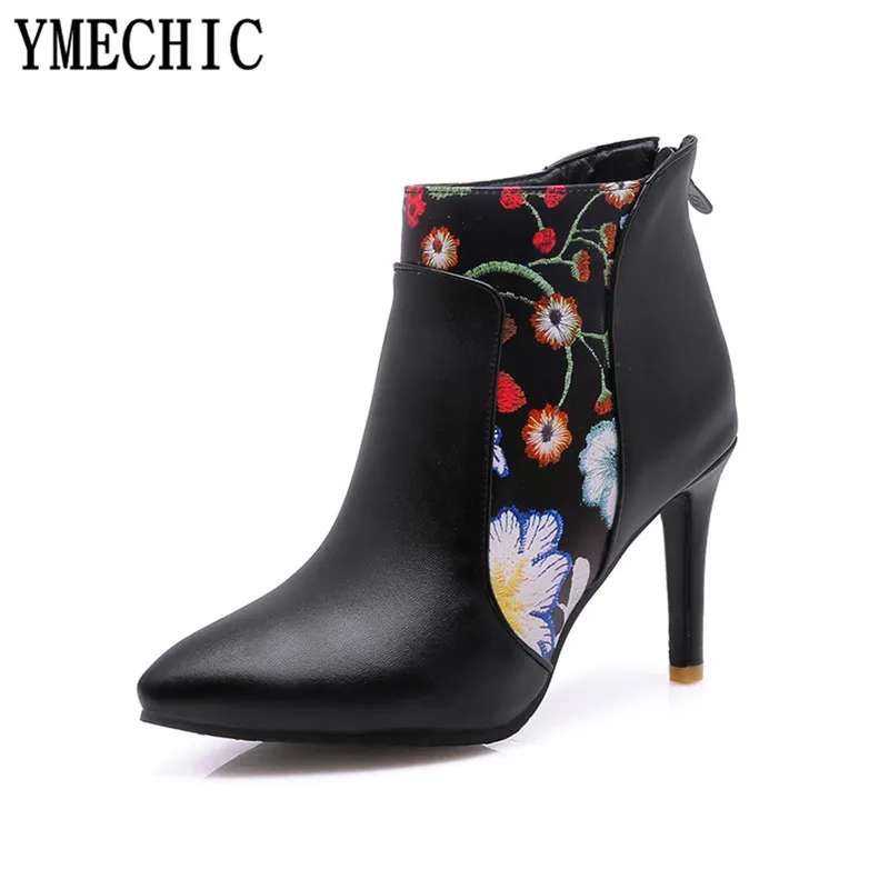 YMECHIC/2018 модная обувь на тонком высоком каблуке для вечеринки и свадьбы цвет белый