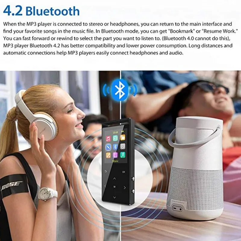 16 ГБ Bluetooth MP3 плеер + наушники повязка с музыку прямо Запись FM шагомер HIFI без потерь