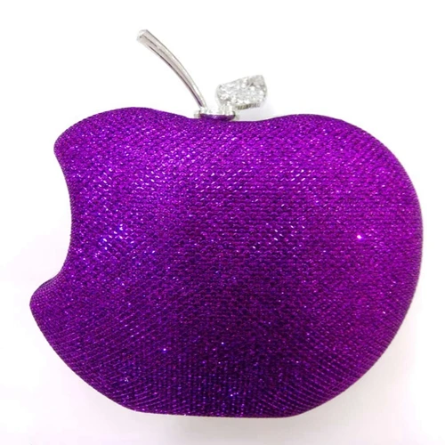 Purple DOYUTIG женская форма хрустального яблока вечерняя сумка женский роскошный клатч Сумки свадебные алмазные бисерные стразы вечерние сумки A176 - Цвет: Purple
