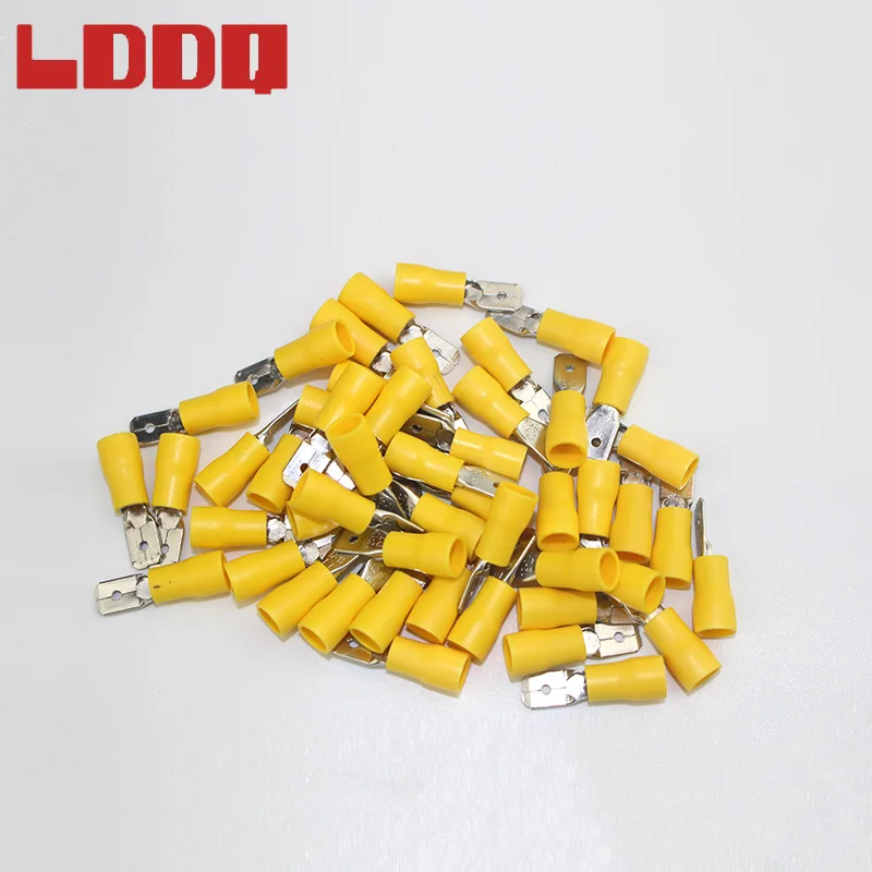 LDDQ 100 шт. 12 10AWG Изолированная контактная обжимная Клемма желтый штекер