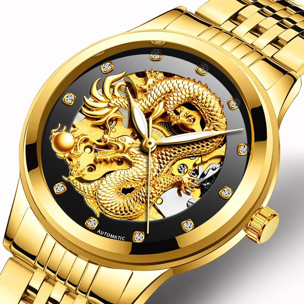 2020 Luxury Dragon Watches Fashion Stylish Business Man Watch Male Clock Hodinky Skeleton Tourbillon Automatic Mechanical Watch