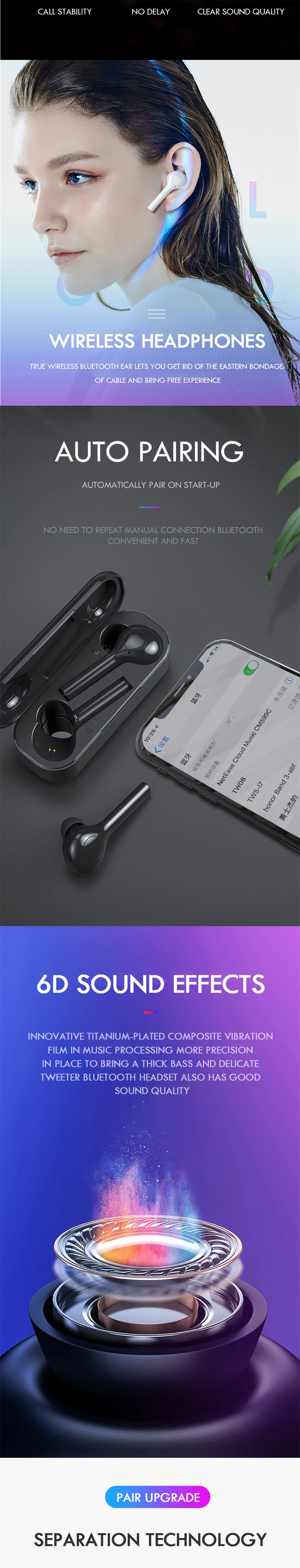 VOULAO Bluetooth наушники беспроводные наушники для iPhone Xiaomi Handsfree Наушники Bluetooth Спортивная гарнитура с микрофоном зарядная коробка