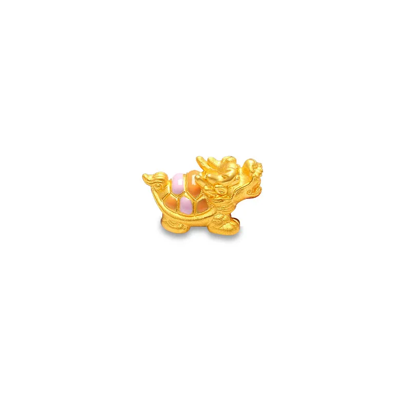 

Pure 24K Yellow Gold Pendant 999 Gold 3D Dragon Tortoise Pendant 2.35g