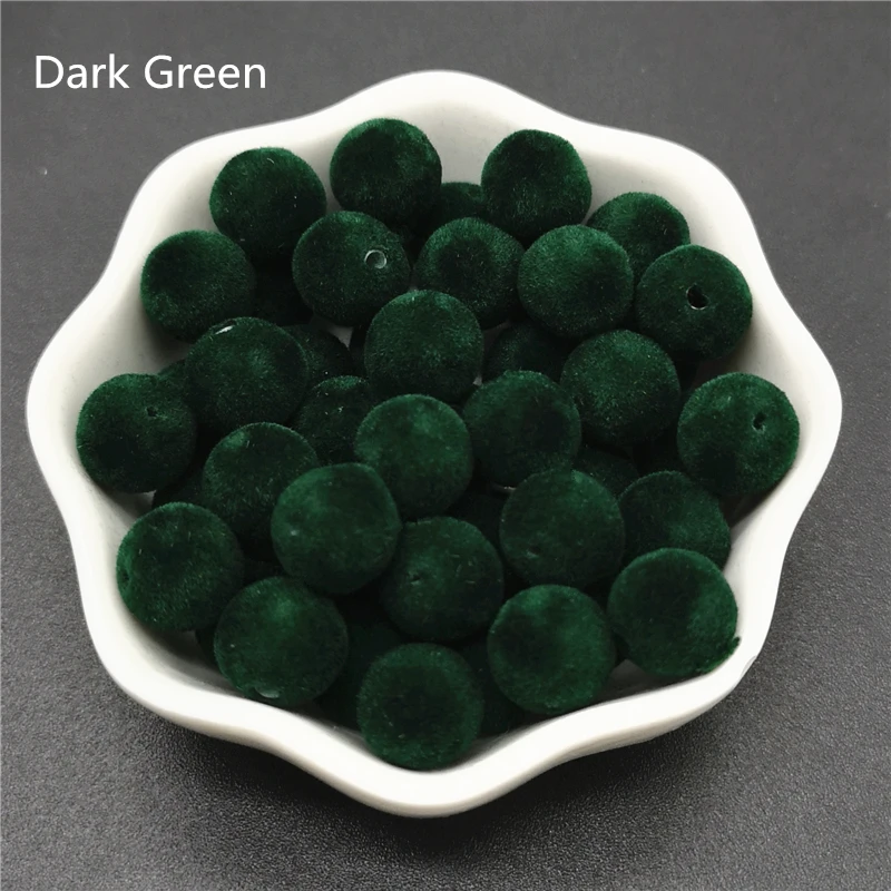 Dark Green 10 мм бархатные бусины акриловые Круглые бусины аксессуары для изготовления ювелирных изделий ожерелье ручной работы свободные бусины, 30 шт./лот - Цвет: Dark Green