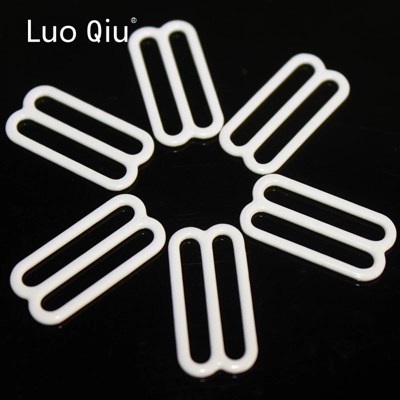 

Luo Qiu (200 pcs/lot) 20mm coated metal bra adjustable buckles Metal&plastic white 8 Bra underwear buckle Brassiere clasp nylon