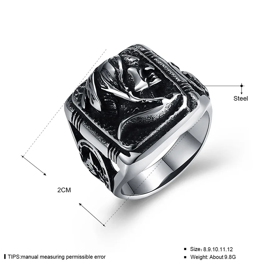 Кольцо для портрета в стиле панк из нержавеющей стали Винтажное кольцо большого