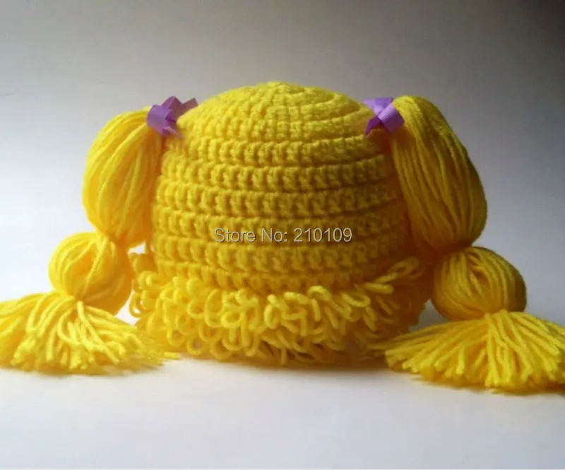 

Mr.Kooky Wig Caps Cute Cabbage Patch Inspired Dolly Hats Baby Girls Crocheted Winter Beanies With Braids Children Birthday Gifts