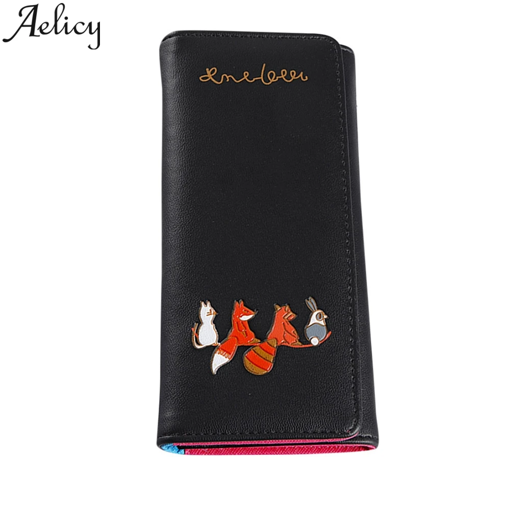 Aelicy, длинный кожаный кошелек с лисой кошкой, женские кошельки, кожаная сумка с отделением для монет, Сумка с держателем для кредитных карт, сумки, женские сумки, дизайнерские