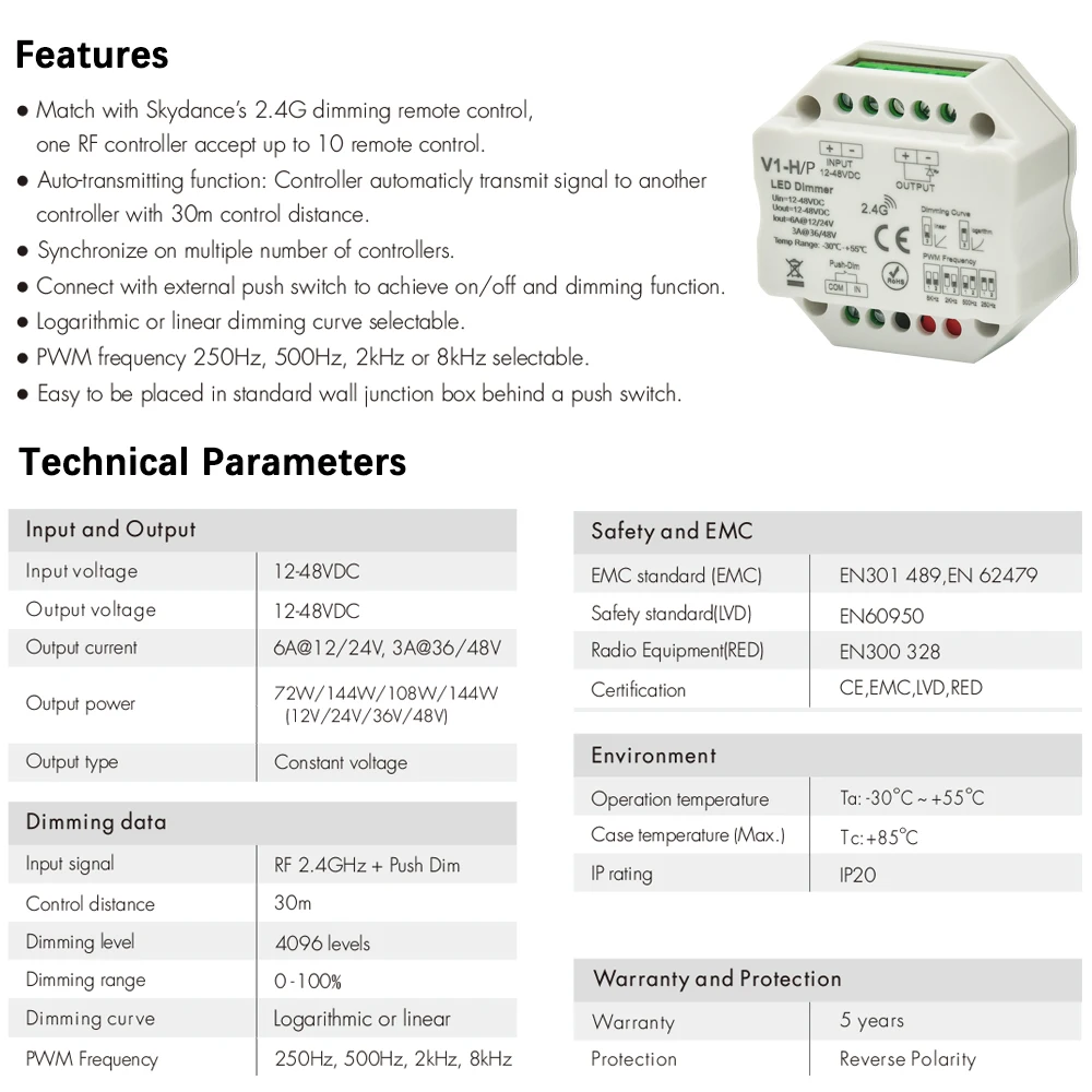 Светодиодный диммер 12V 24V 48V 6A/3A PWM Беспроводной с регулируемой частотой 2,4G RF светодиодный диммер переключатель ВКЛ/ВЫКЛ для одного Цвет Светодиодные ленты светильник