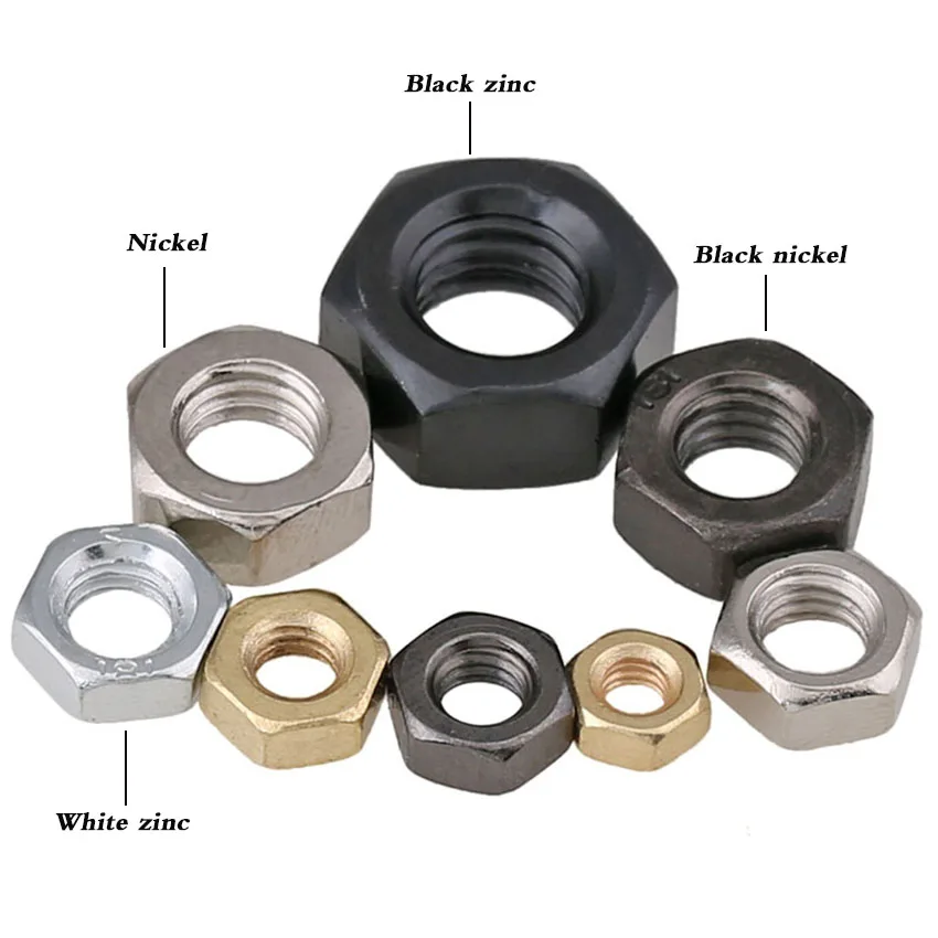 

1-20Pcs Carbon Steel Hex Nut Black Zinc/White Zinc/Nickel Plated Hexagon Nuts M6 M8 M10 M12 M14 M16 M18 M20 M22 M24