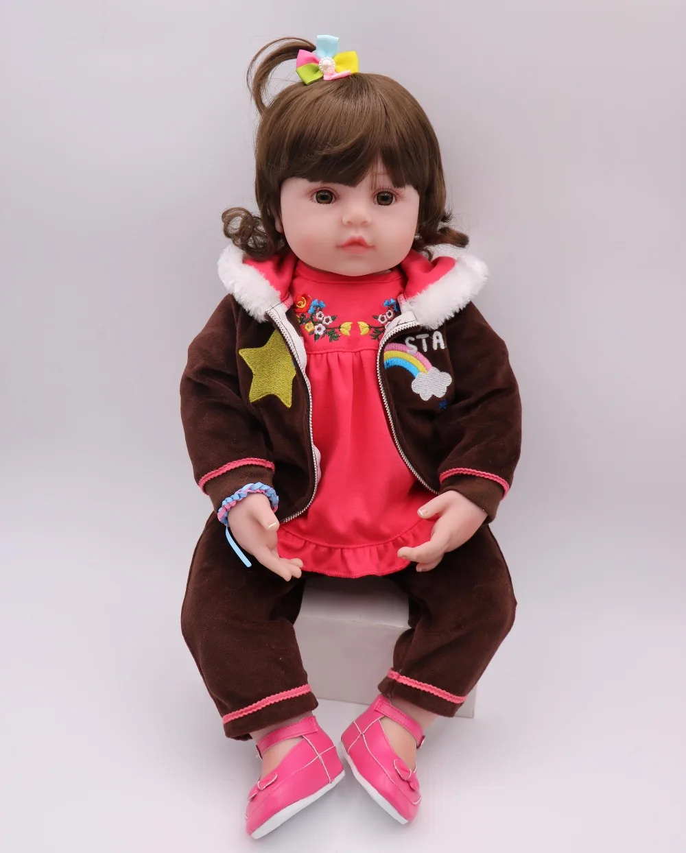

wholesale new arrivals 61cm cute silicone reborn baby dolls 24inch Awesome toys for children new year's gift Handmade vinyl toy