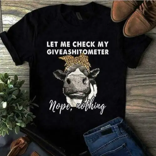 Корова дайте мне проверить мой Giveashitometer Nope Nothing Мужская футболка черный хлопок S
