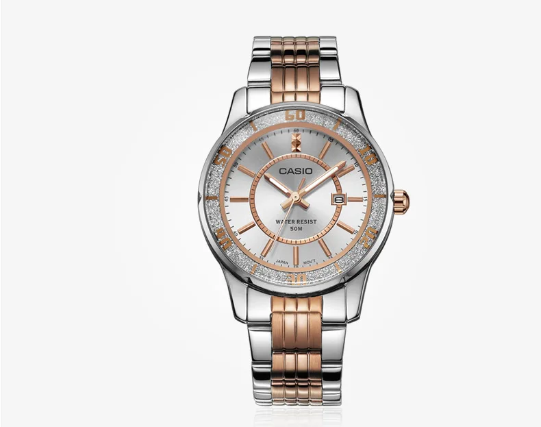 Casio, женские часы, 50 метров, водонепроницаемые, новые, указка, серия, модные, бизнес, женские, кварцевые часы, белая пластина, LTP-1359, для девушек