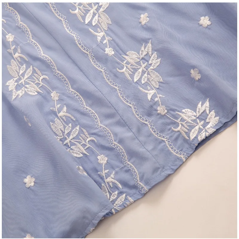 Embroidery Vintage Beach Midi Dress Swimwear Ladies Cotton Slim Casual Tunics Kaftan Beach Dress gravida Summer Boho Dress