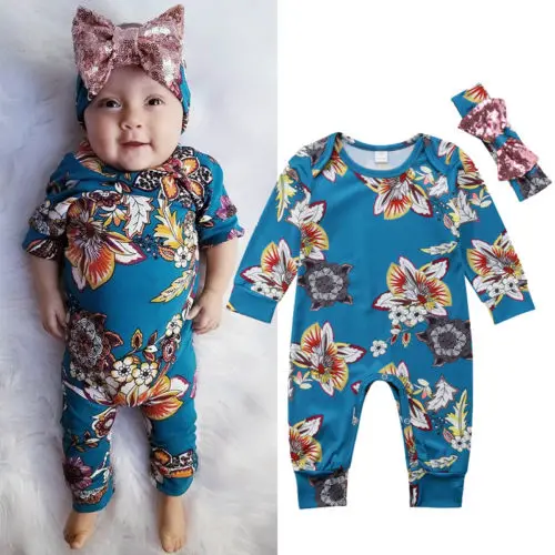 2018 г. осенние длинные штаны с цветочным принтом для новорожденных девочек