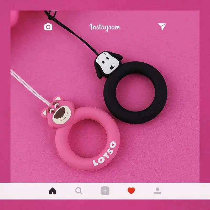3D Hot luxury cute LOTSO bear dog cartoon silicone ring lanyard Headphone Earphone Case For Airpods 1 2 Accessories cover Bag