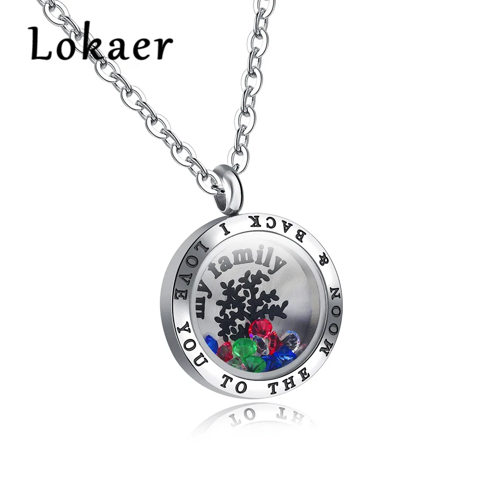 Lokaer классический кулон в виде бутылочки желаний ожерелья для мужчин и женщин открывающийся дизайн моя семья буквы и древо жизни Ювелирные украшения подарок LGX1298 - Окраска металла: Female 45cm(18Inch)