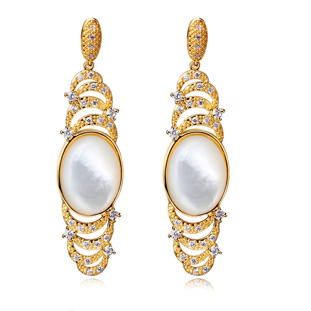 Красивые Винтажные серьги перламутровые капли для женщин с фианитами ААА