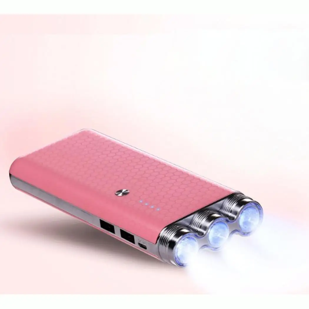 Заказное портативное креативное 3 фонарика 10000mAh зарядное устройство постоянного