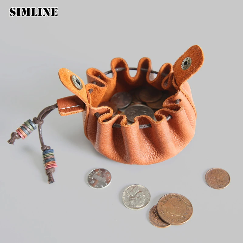 Винтажный кошелек SIMLINE из натуральной кожи для мужчин и женщин маленький
