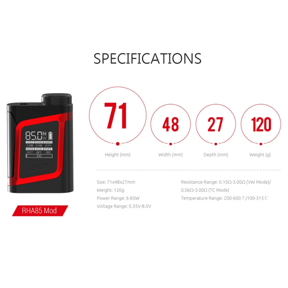 Предварительный заказ Smok RHA85 комплект Max 85 Вт с 3 мл TFV8 детский бак VW/TC/память