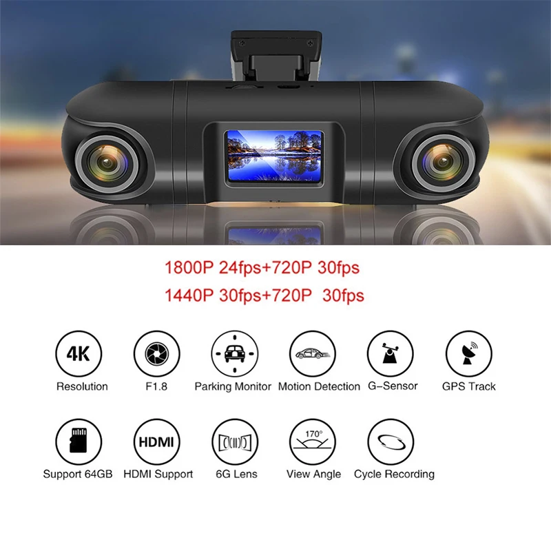 Автомобильный видеорегистратор AfmoDVR 4 K Dash Cam с двойным объективом wifi камера