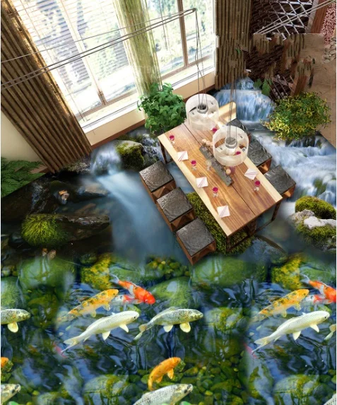 

[Самоклеющиеся] 3D леса крик рыбы 5 нескользящие водонепроницаемые фото самоклеющиеся пол росписи стикер обои фрески печать наклейка