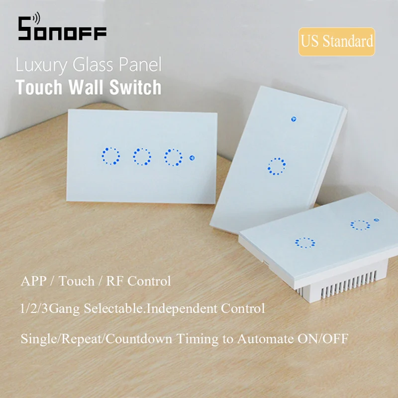 Настенный светильник Sonoff T1 US RF WiFi с сенсорным управлением переключатель 1/2/3 Gang 120