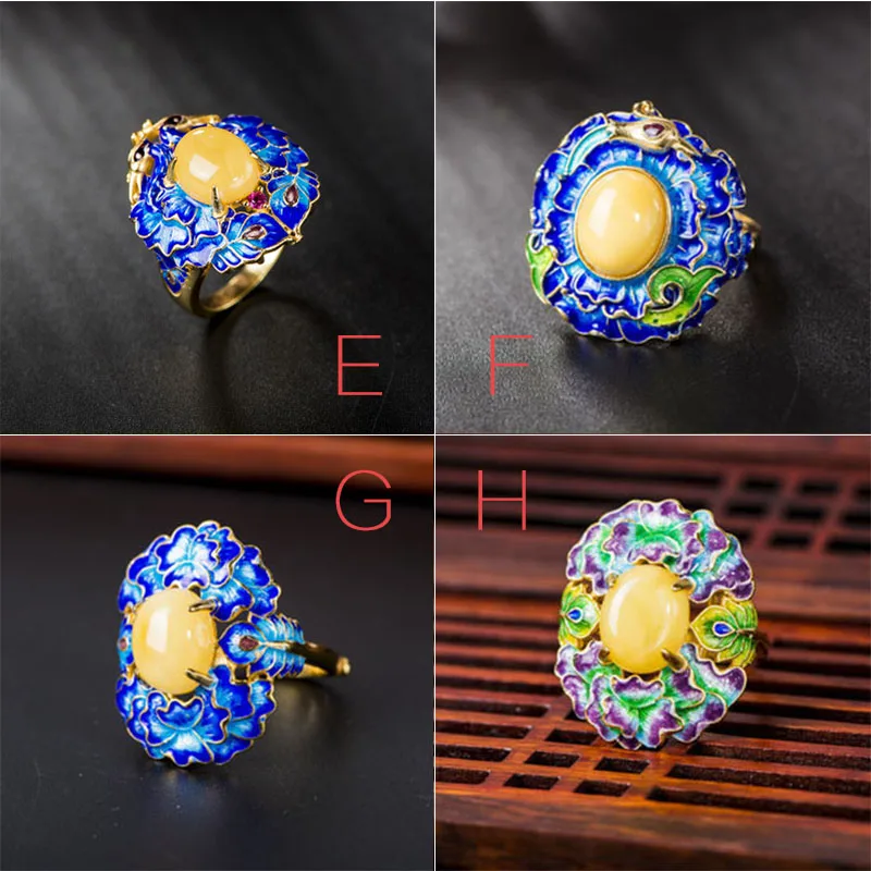 

Leouerry 925 Sterling Silver Golden Phoenix Ring Unique Baked Blue Enamel Craft Rings for Women Jewelry Gift