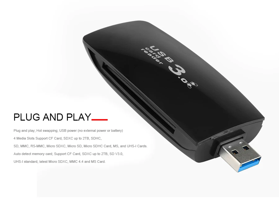 Rocketek usb 3,0 мульти карта памяти ридер адаптер кардридер для micro SD/TF CF MS microsd ридеры ноутбук