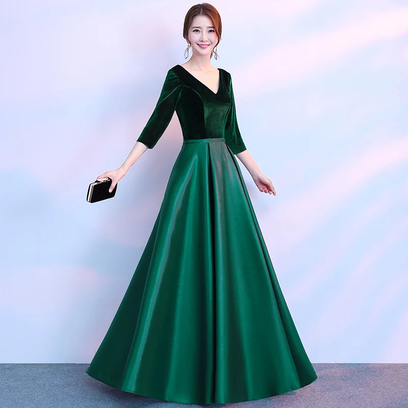 Женское вечернее платье с длинным рукавом и V образным вырезом|formal evening gowns|long formal