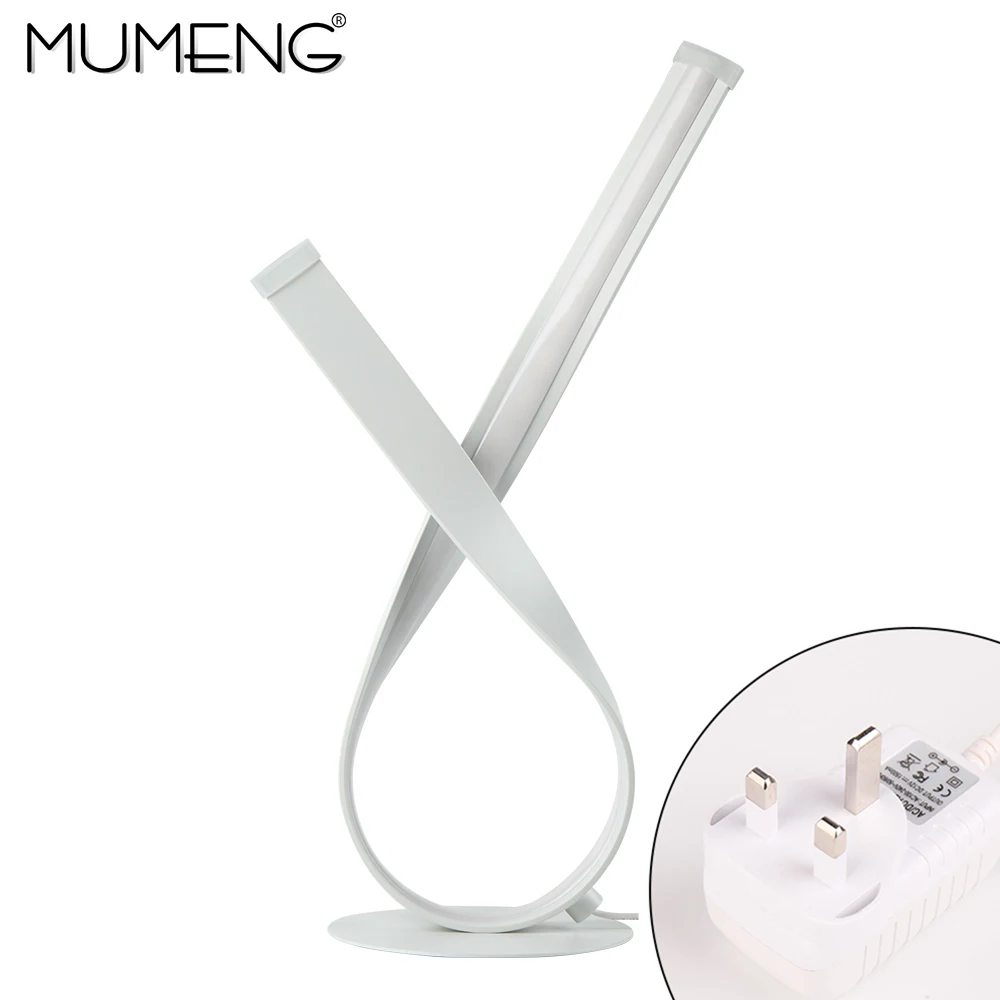 MUMENG светодио дный LED Настольная лампа В 220 Вт в 12 Вт теплый белый алюминиевая настольная лампа затемнения свет плавная регулировка управления Современный Творческий стол свет