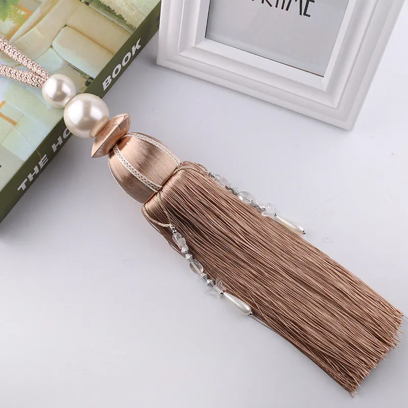 Beige 1 пара веревки для штор подхваты для штор Висячие кисточки подхваты для штор аксессуары жемчуг шар бисером висячий шар cp076 и 3 - Цвет: Beige