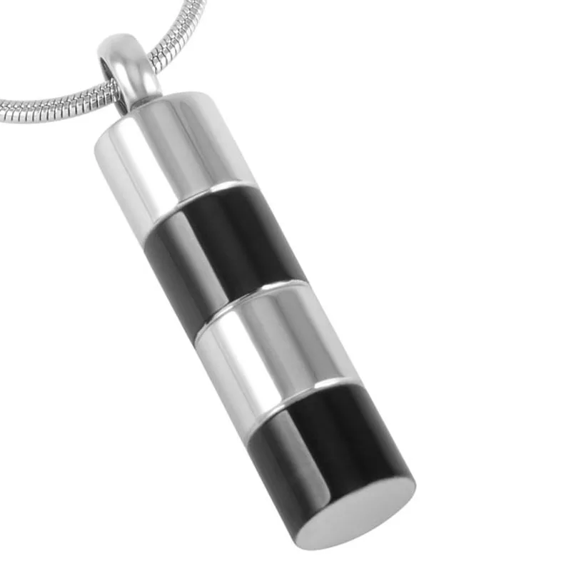 IJD2007 Two Tone Stainless Steel Cylinder Urn Pendant Hold Human/Pet Cremation Ashes Jewellery Funeral Memorial Necklace | Украшения и