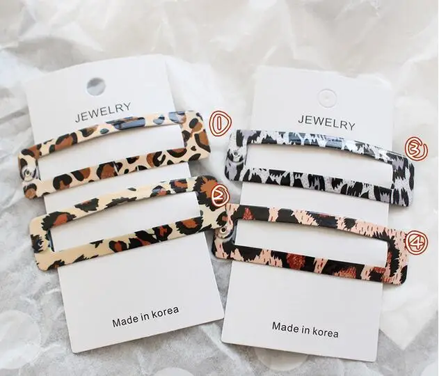 Women Hair Accessories Girls Barrette Geometric Rectangle Korean Clips Leopard Foil Hairpins Clamp Styling | Украшения и