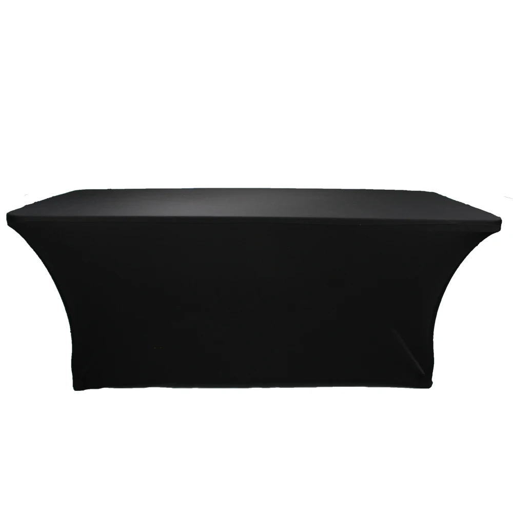 Black 4ft 6ft 8ft Black White lycra Stretch Banquet Table Cloth Salon SPA Tablecloths Factory Massage Treatment Spandex Table Cover - Цвет: Black